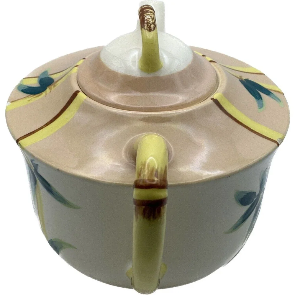 Weil Ware California‎ Pottery PINK MALAY BAMBOO Teapot With Lid Vintage MCM
